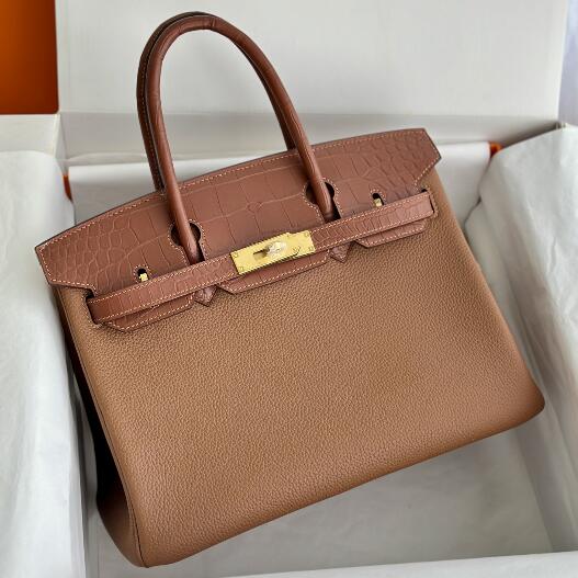 【エルメス HERMES】バーキン30 タッチ ゴールド/パラジウム金具 アリゲーターマット/トゴ レディース(100%手縫い)